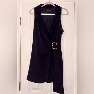 Black Collared Romper with Gold Buckle